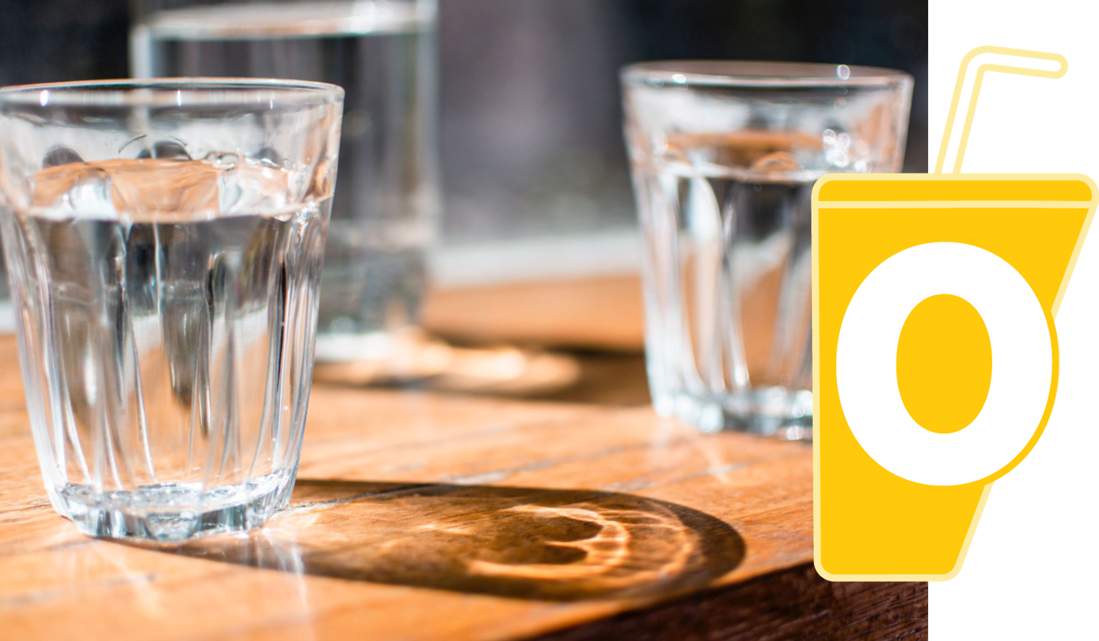 Water Glasses On A Counter With A 0 Overlayed