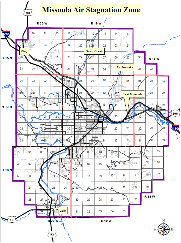 Figure 1.1.1-1 Missoula Air Stagnation Zone Map