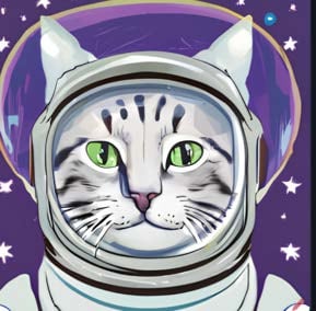 Illustration of a cat wearing a spacesuit.