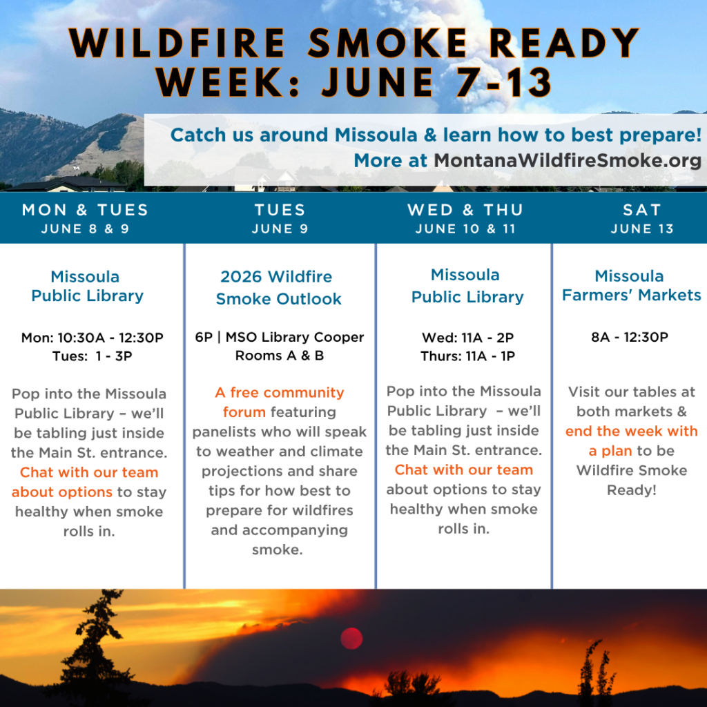 Calendar with events for wildfire smoke ready week.