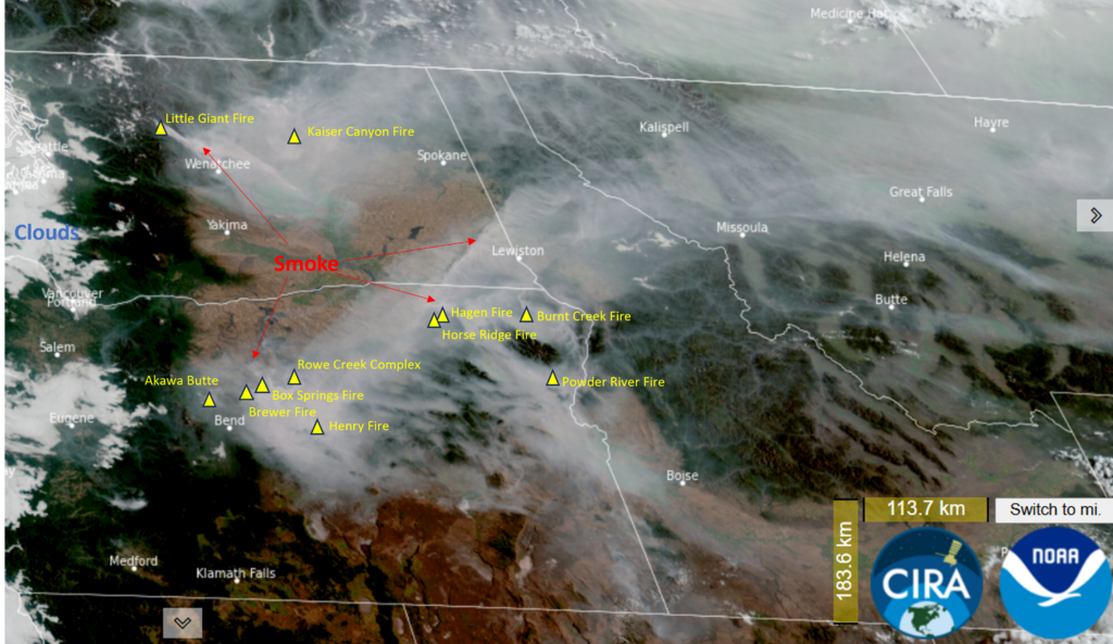 Wildfire smoke over the northwest.