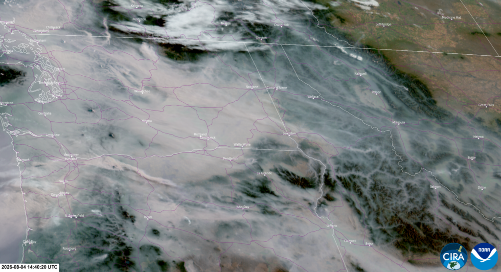 GOES West Satellite Imagery at 8:40 a.m. on August 4, 2026.