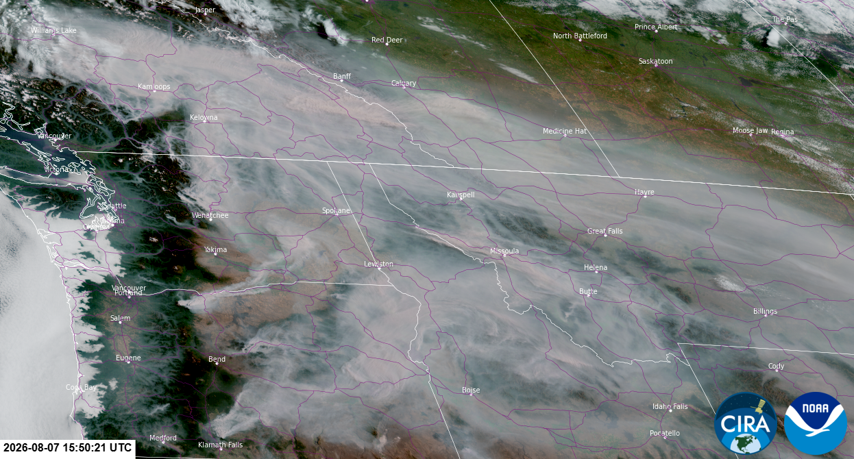 GOES West Satellite Imagery at 9:50 a.m. on August 7, 2026.