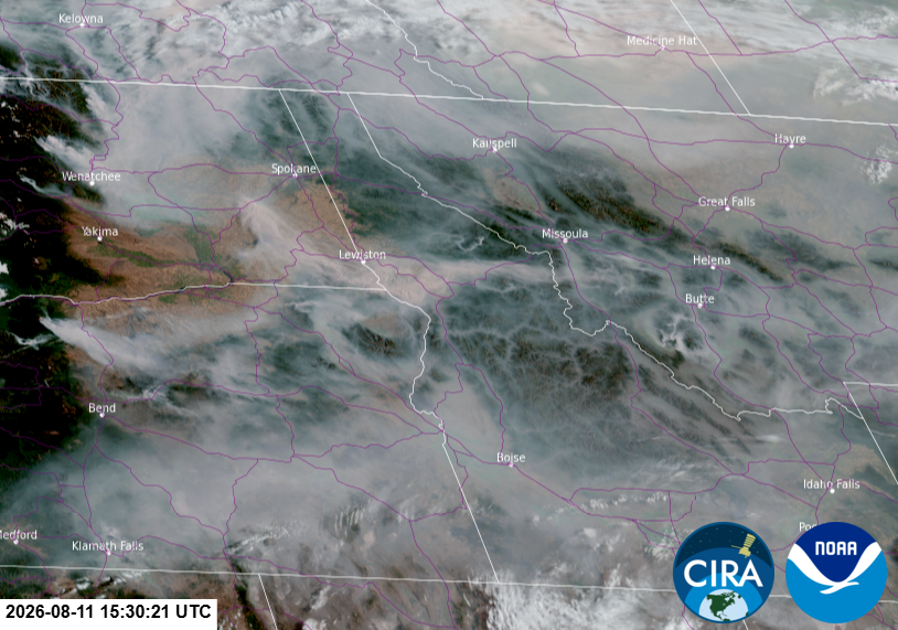 GOES West Satellite Imagery at 9:30 a.m. on August 11, 2026.