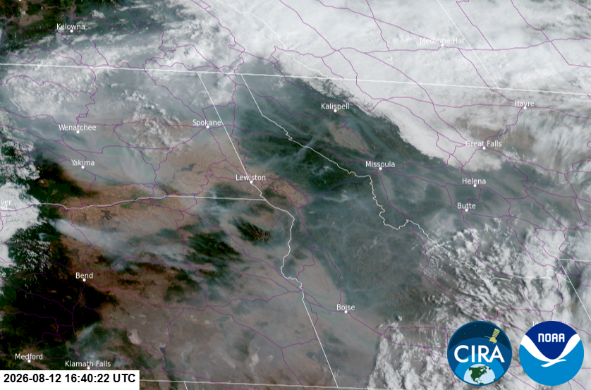 GOES West Satellite Imagery at 10:40 a.m. on August 12, 2026.