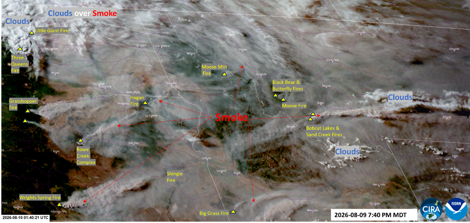 GOES West Satellite Imagery at 7:40 p.m. on August 9, 2026.