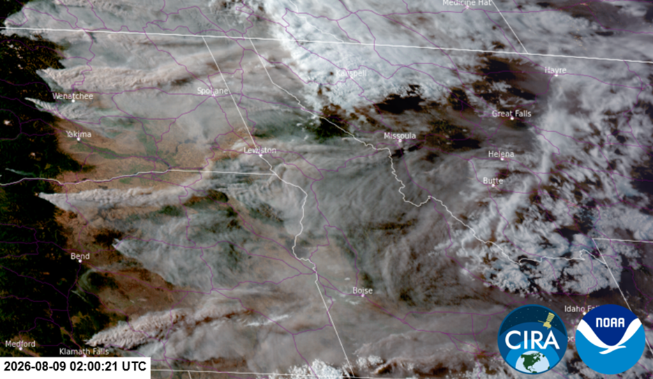 GOES West Satellite Imagery at 8:00 p.m. on August 8, 2026.